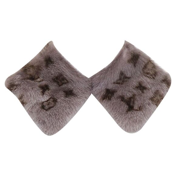 Louis Vuitton grey mink silk collar scarf - Picture 1 of 6